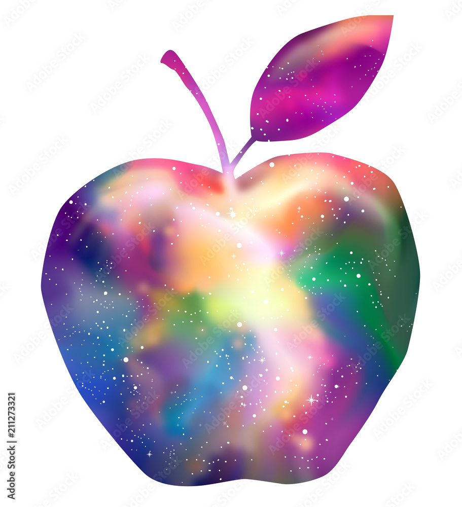 Canvas Prints space apple rainbows galaxy illustration