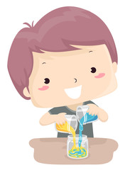 Kid Boy Mixing Color Illustration