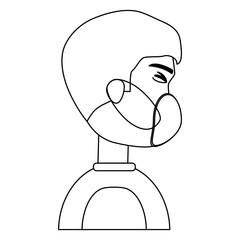 man with a surgical mask icon over white background, vector illustration
