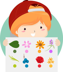 Kid Boy Nature Color Hunt Illustration