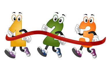 Mascot Numbers Run Marathon Illustration