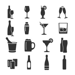 Vector image set of alcohol icons.