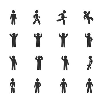 Vector image set of posture people icons.