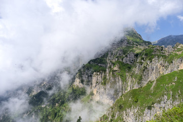 on the Road of 52 galleries, Veneto, Italy / Strada delle 52 gallerie (Road of 52 galleries) is a military trail built during World War I on the massif of Pasubio (Vicenza, Italy)
