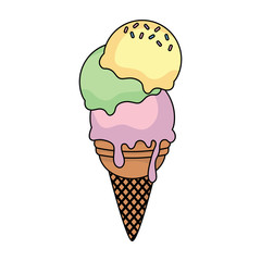 ice cream cone icon over white background, vector illustration