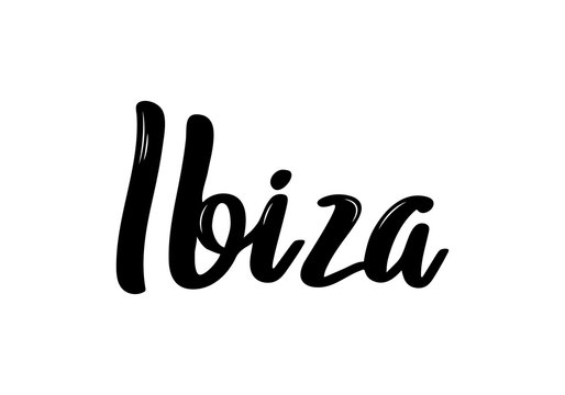 Ibiza hand-lettering calligraphy. Hand drawn brush calligraphy. City lettering design. Vector illustration.