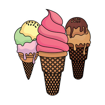 sweet ice creams over white background, vector illustration