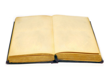 an open old book with blank pages