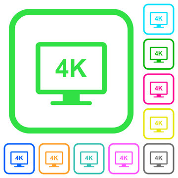 4K display vivid colored flat icons