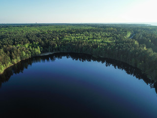 high view of the Gulf of Finland, forest and Islands at sunset 