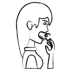 woman with tuberculosis icon over white background, vector illustration