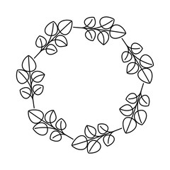 crown with leafs decorative icon vector illustration design