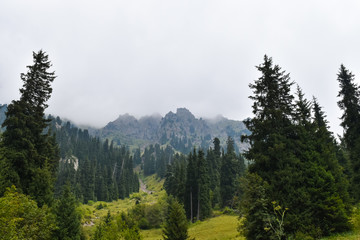 Mountains in Kazakhstan,  Almaty. Shymbulak (Chimbulak) a ski resort in summer