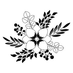 beautiful flower with leafs decorative vector illustration design