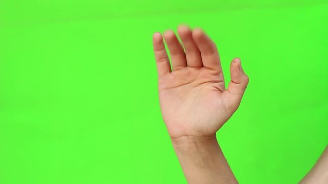 Good bye, Waving Hand Gesture. Hand Gesture. Green Screen Chromakey