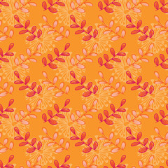 Fototapeta na wymiar Floral orange background seamless pattern.