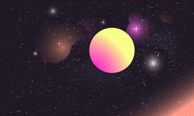 Obraz na płótnie Canvas Dark Space Background with big yellow bright star in front