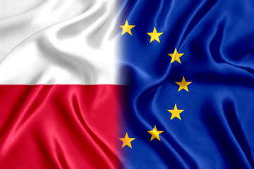 Flag of Poland The European Union is silk