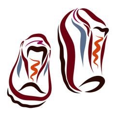 Sports shoes, pattern with smooth colored lines