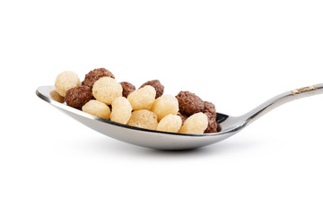 Cereal balls for breakfast isolated on white background