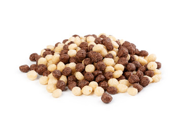 Cereal balls for breakfast isolated on white background