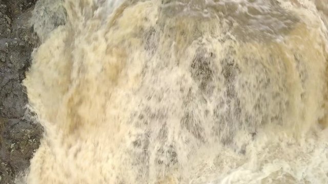 Closer look of the water going down the waterfalls