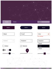 Dark Pink, Blue vector ui ux kit in triangular style with circles.