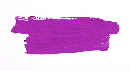 Purple brush stroke over white background