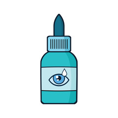 Cartoon Eye Drops Plastic Bottle. Vector Illustration Isolated On White Background