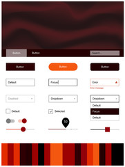 Dark Red vector wireframe kit with abstract circles.