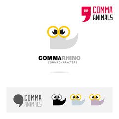 Rhinoceros animal concept icon set and modern brand identity logo template and app symbol based on comma sign