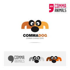 Dog animal concept icon set and modern brand identity logo template and app symbol based on comma sign