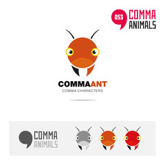 Ant animal concept icon set and modern brand identity logo template and app symbol based on comma sign