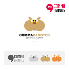 Hamster animal concept icon set and modern brand identity logo template and app symbol based on comma sign