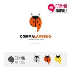 Ladybug animal concept icon set and modern brand identity logo template and app symbol based on comma sign