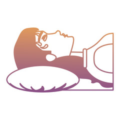 woman lying with fever icon over white background, vector illustration
