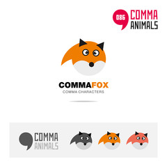 Fox animal concept icon set and modern brand identity logo template and app symbol based on comma sign