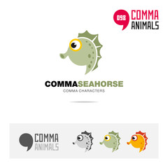 Seahorse animal concept icon set and modern brand identity logo template and app symbol based on comma sign