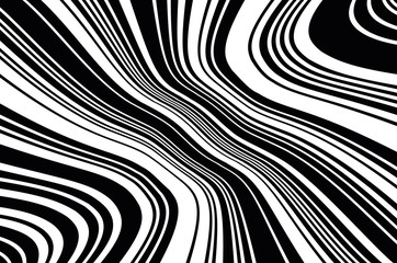 Optical Illusion Texture of Christmas candle Black-White Line Stripped background with wavy lines Abstract Vector Background   