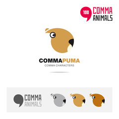 Puma animal concept icon set and modern brand identity logo template and app symbol based on comma sign