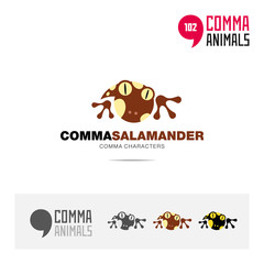 Salamander animal concept icon set and modern brand identity logo template and app symbol based on comma sign