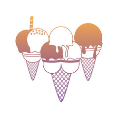 Ice cream cones icon over white background, colorful design. vector illustration