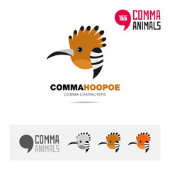 Hoopoe bird concept icon set and modern brand identity logo template and app symbol based on comma sign © Guantanamera
