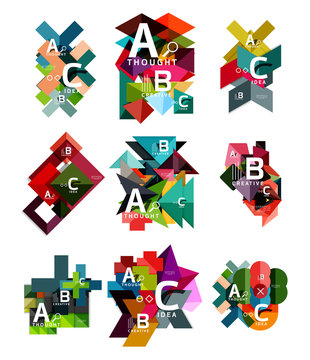 Set of paper geometric option banners, infographic templates