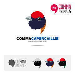 Capercaillie bird concept icon set and modern brand identity logo template and app symbol based on comma sign