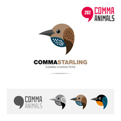 Obraz premium Starling bird concept icon set and modern brand identity logo template and app symbol based on comma sign