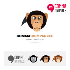 Chimpanzee Ape animal concept icon set and modern brand identity logo template and app symbol based on comma sign