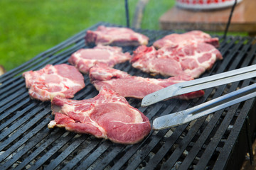Fresh steak on grill