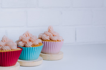 Strawberry Pies on the Table, Perfect Party Individual Fresh Fruit Dessert.