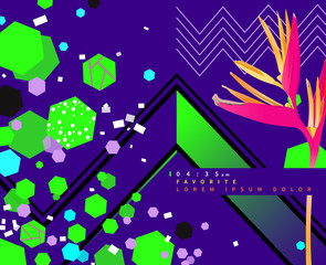 polygon tropical 80s element background template